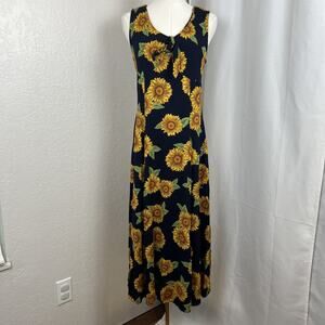VTG Ms Choice Dress Womens 8 Blue Sunflower Babydoll Coastal Cowgirl Y2K Retro